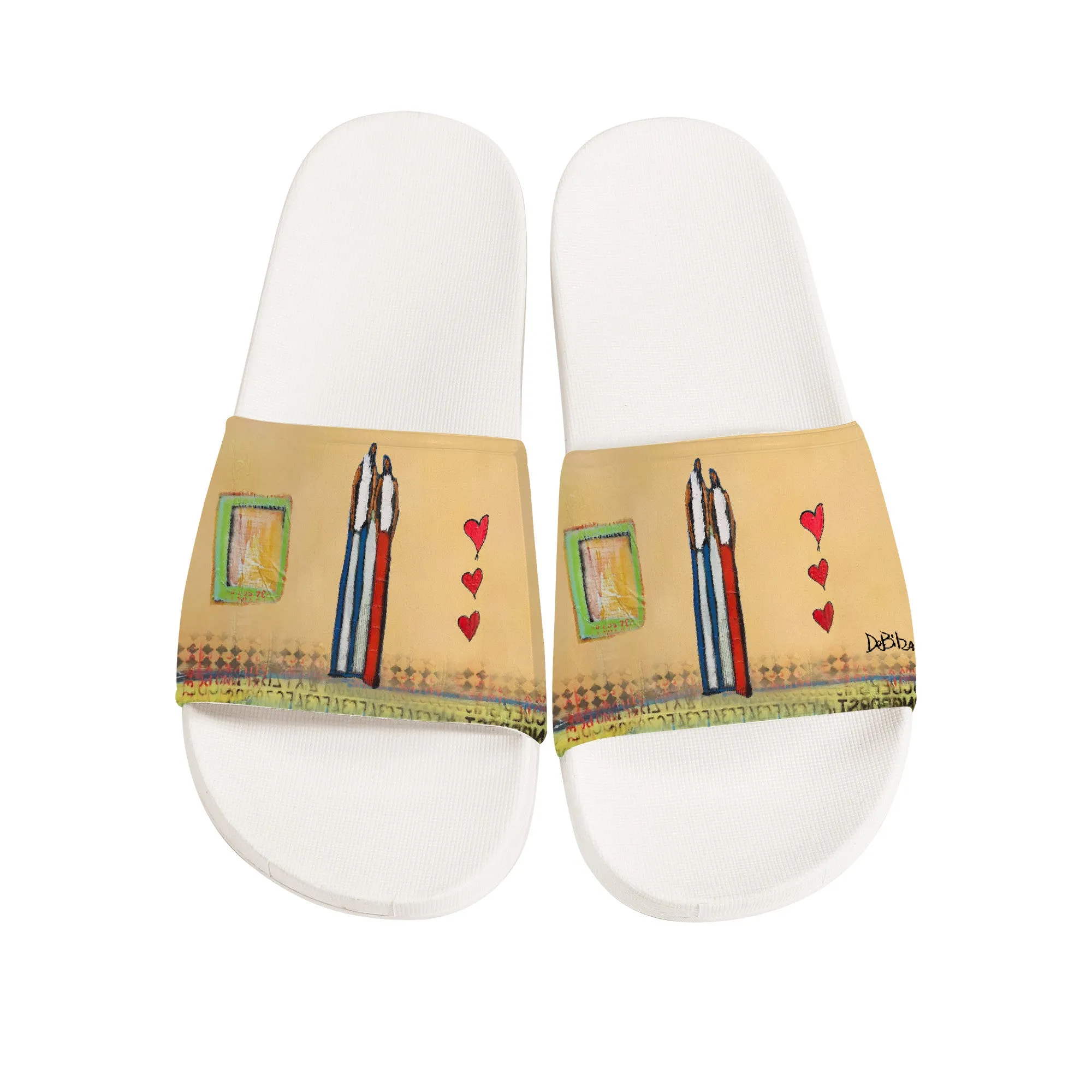 3 of hearts Slide Sandals - White