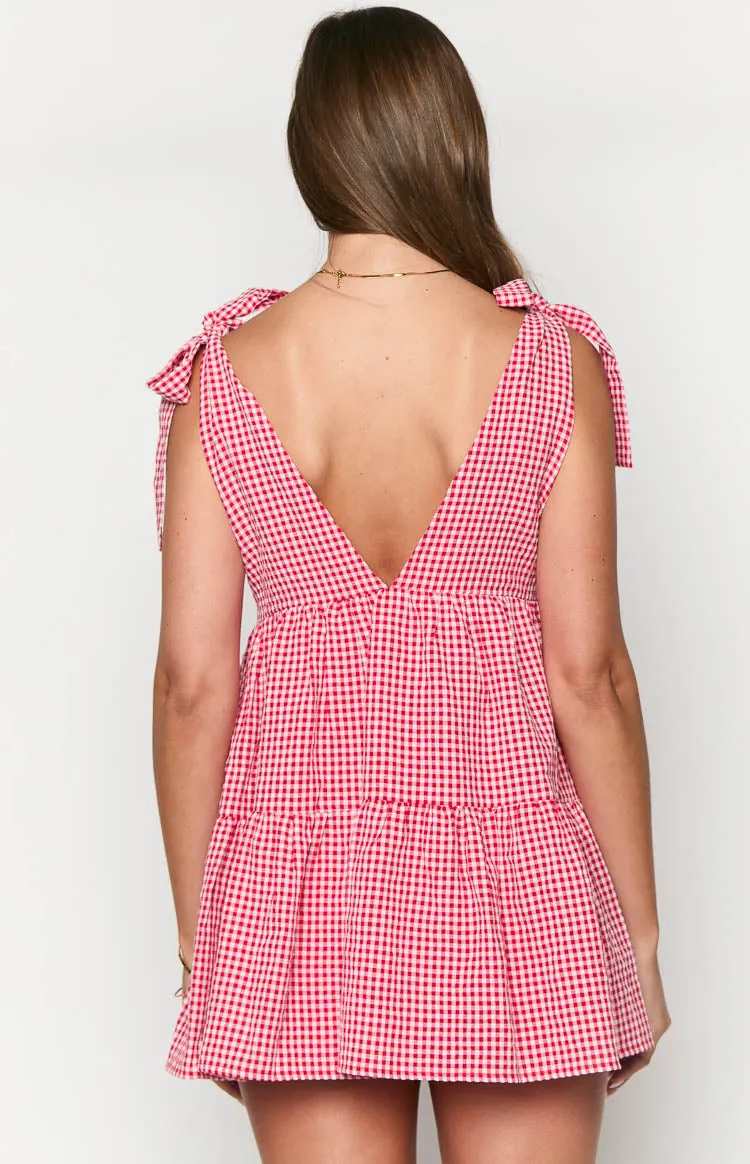 Angel Girl Red Gingham Mini Dress