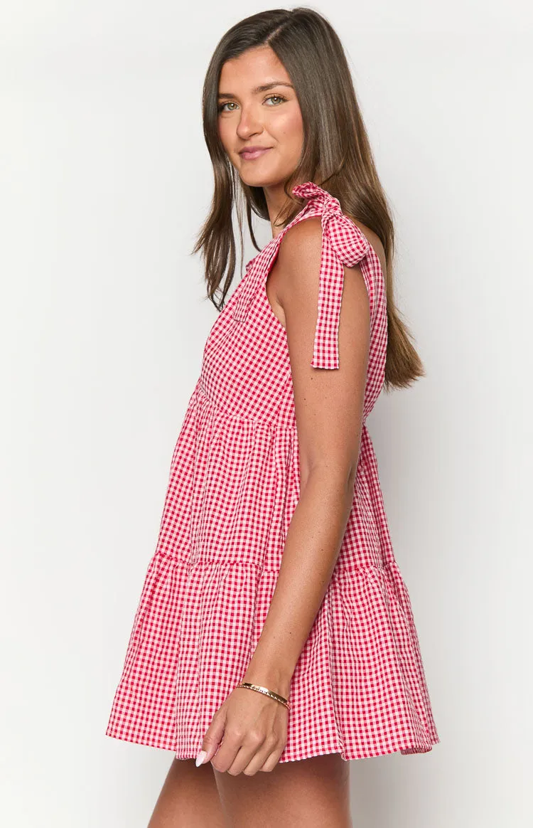 Angel Girl Red Gingham Mini Dress