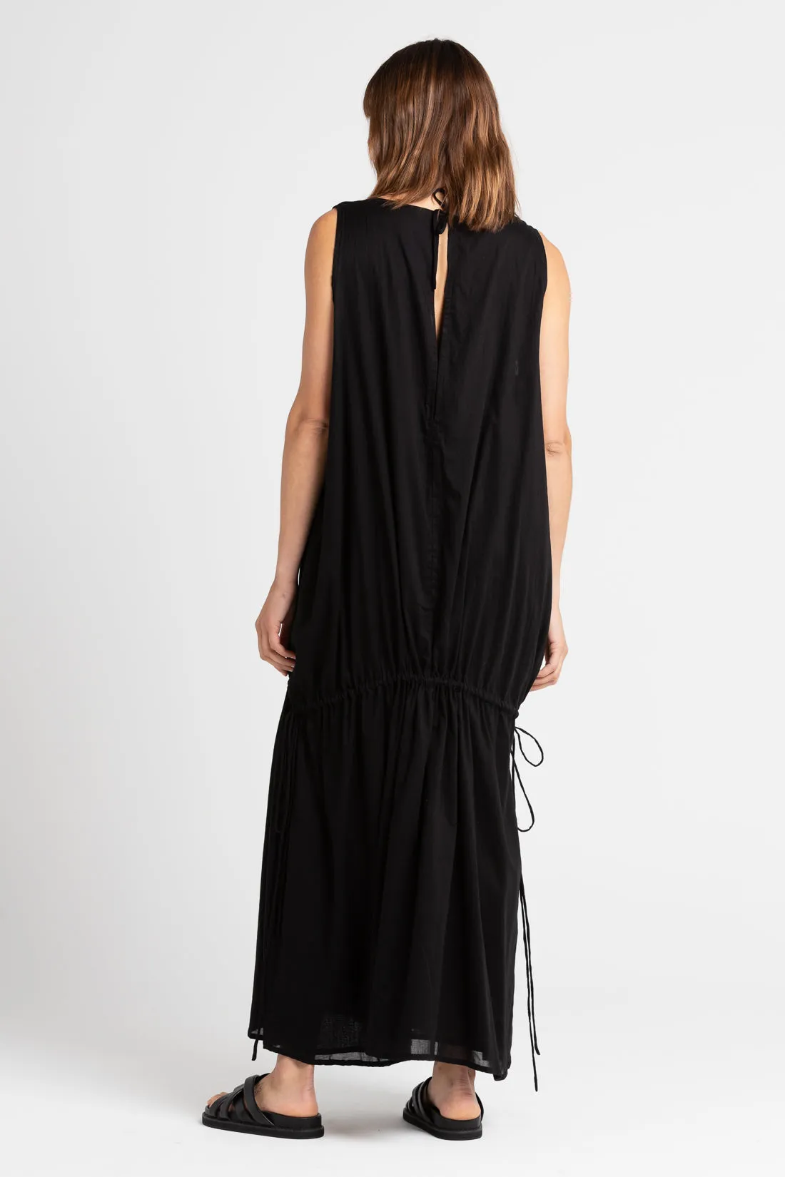 Angy Gathered Maxi Dress Black