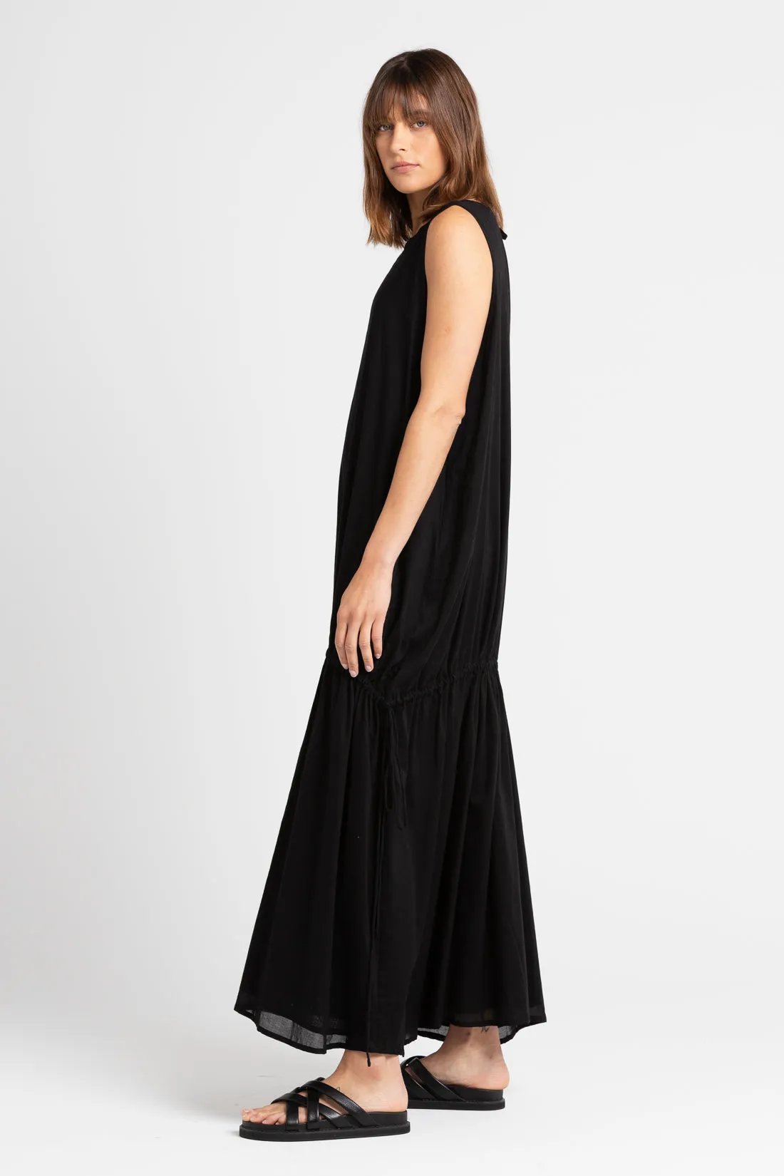 Angy Gathered Maxi Dress Black