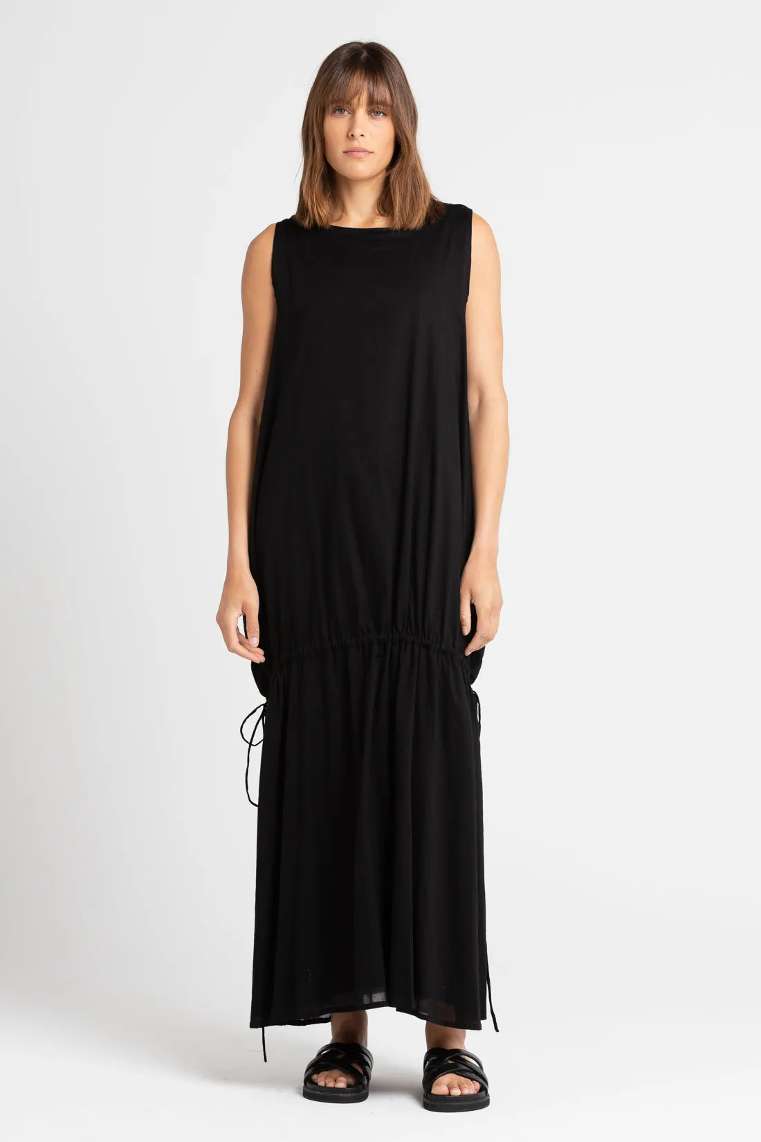 Angy Gathered Maxi Dress Black