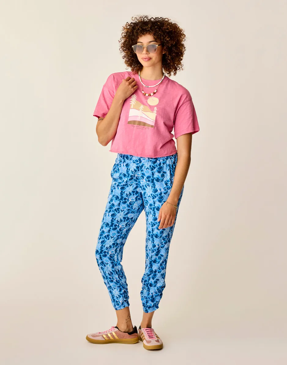 Avery Beach Pant: Navy Floral