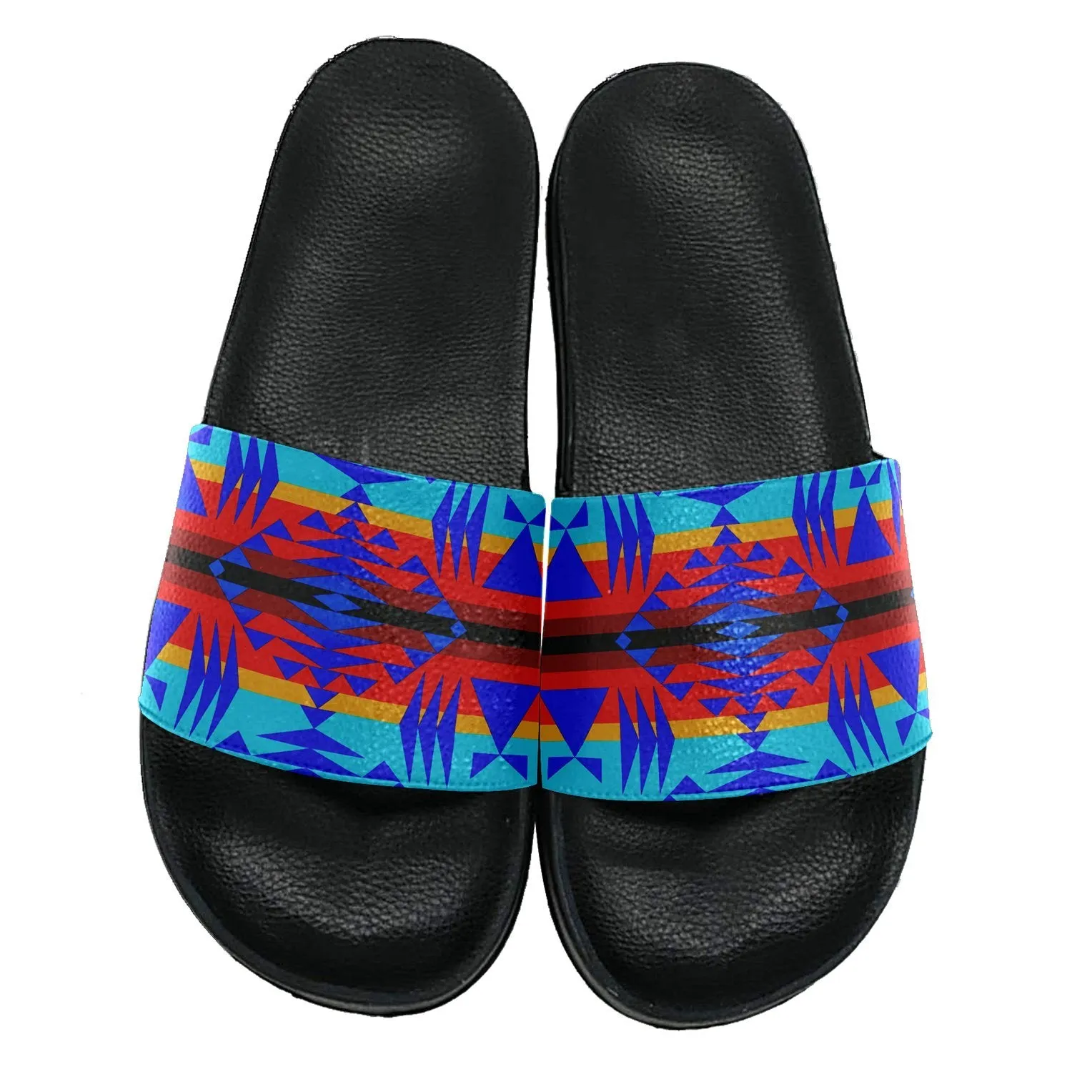 Between the Mountains Blue Slide Sandals