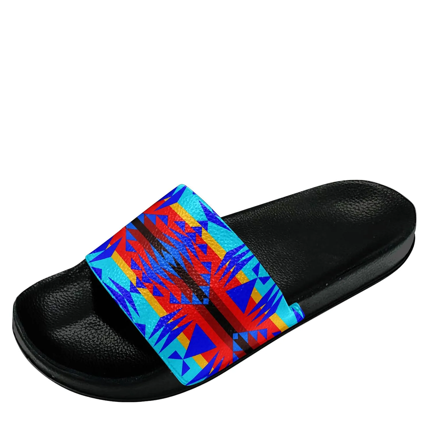 Between the Mountains Blue Slide Sandals