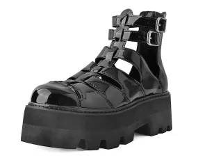 Black Patent Gladiator Dino Lug Sandal