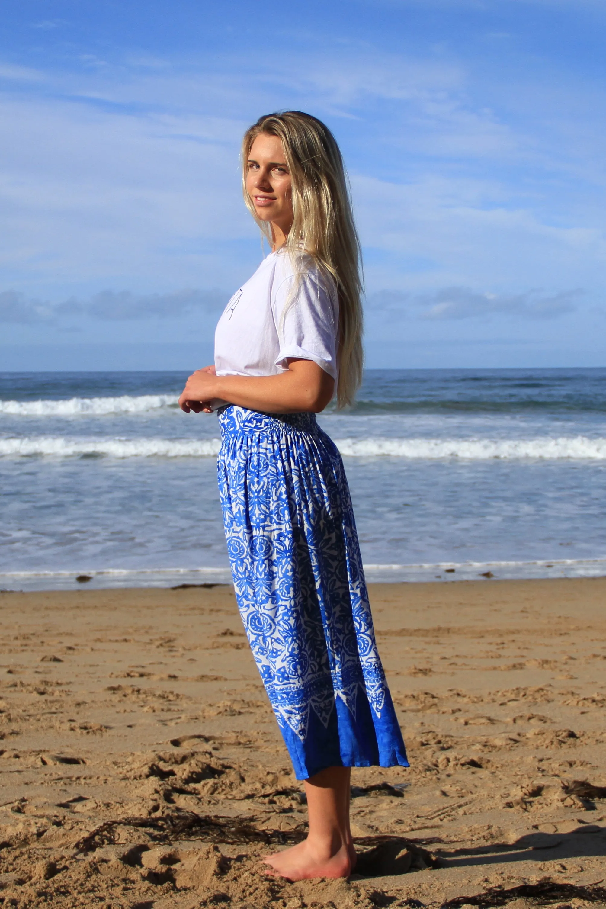 Boho Skirt- Delft Blue