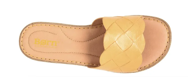 Born Women's Aleah Yellow Sunflower Leather Slide Sandals BR0049207-YLL