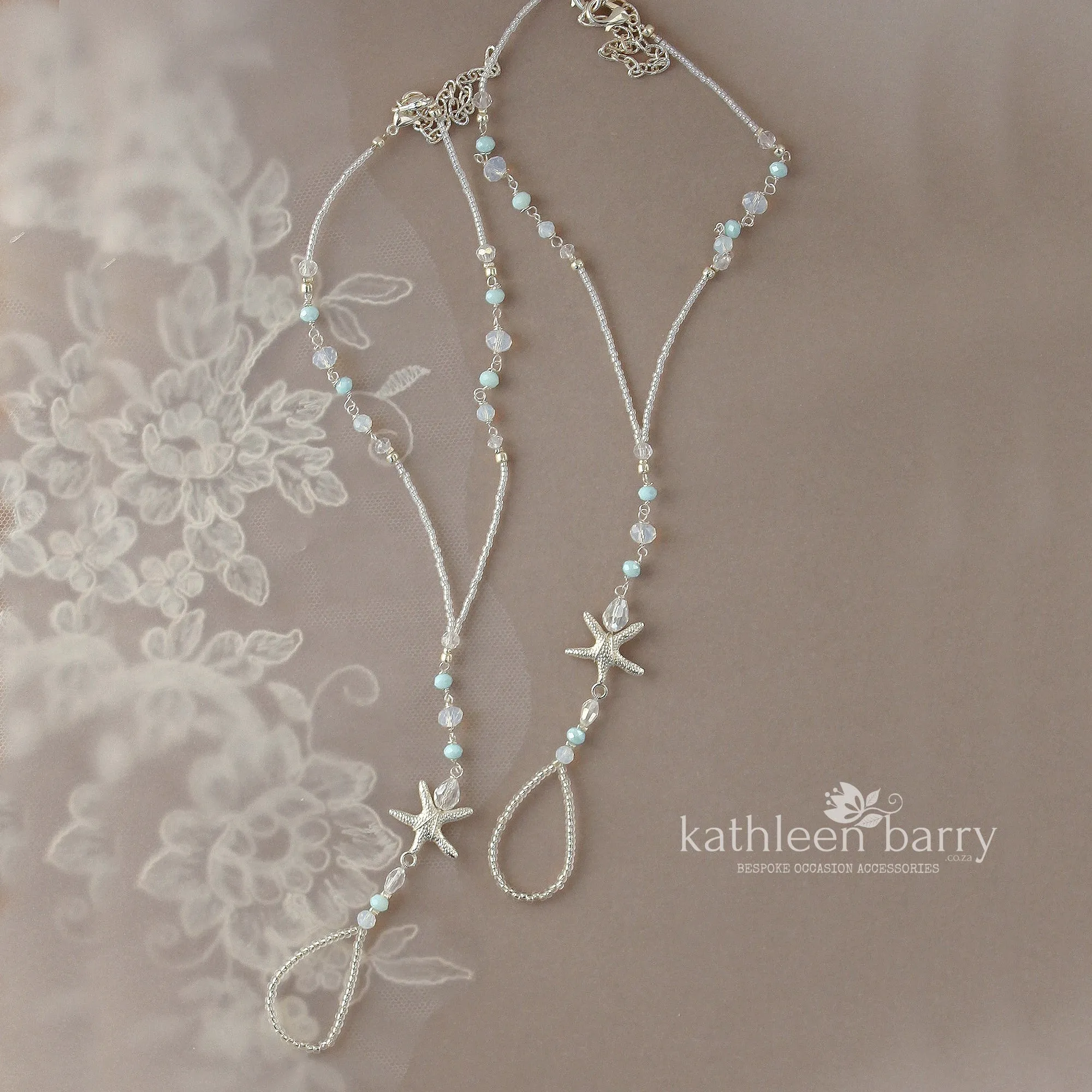 Cherize starfish Barefoot Jewellery Sandals for Brides and bridal party - (Pair) Available in Rose gold, gold or silver