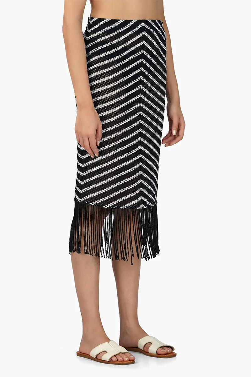 Cleo Stripe Fringe Skirt