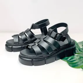 Coconut Cutie Gladiator Platform Sandals in Black