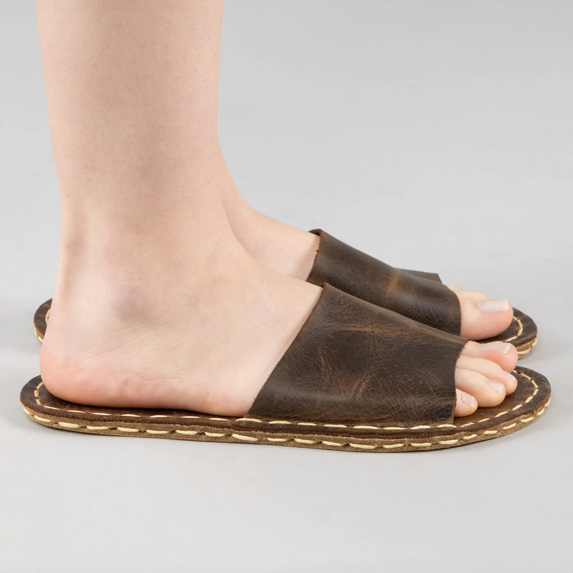 Coffee Barefoot Slide Sandals