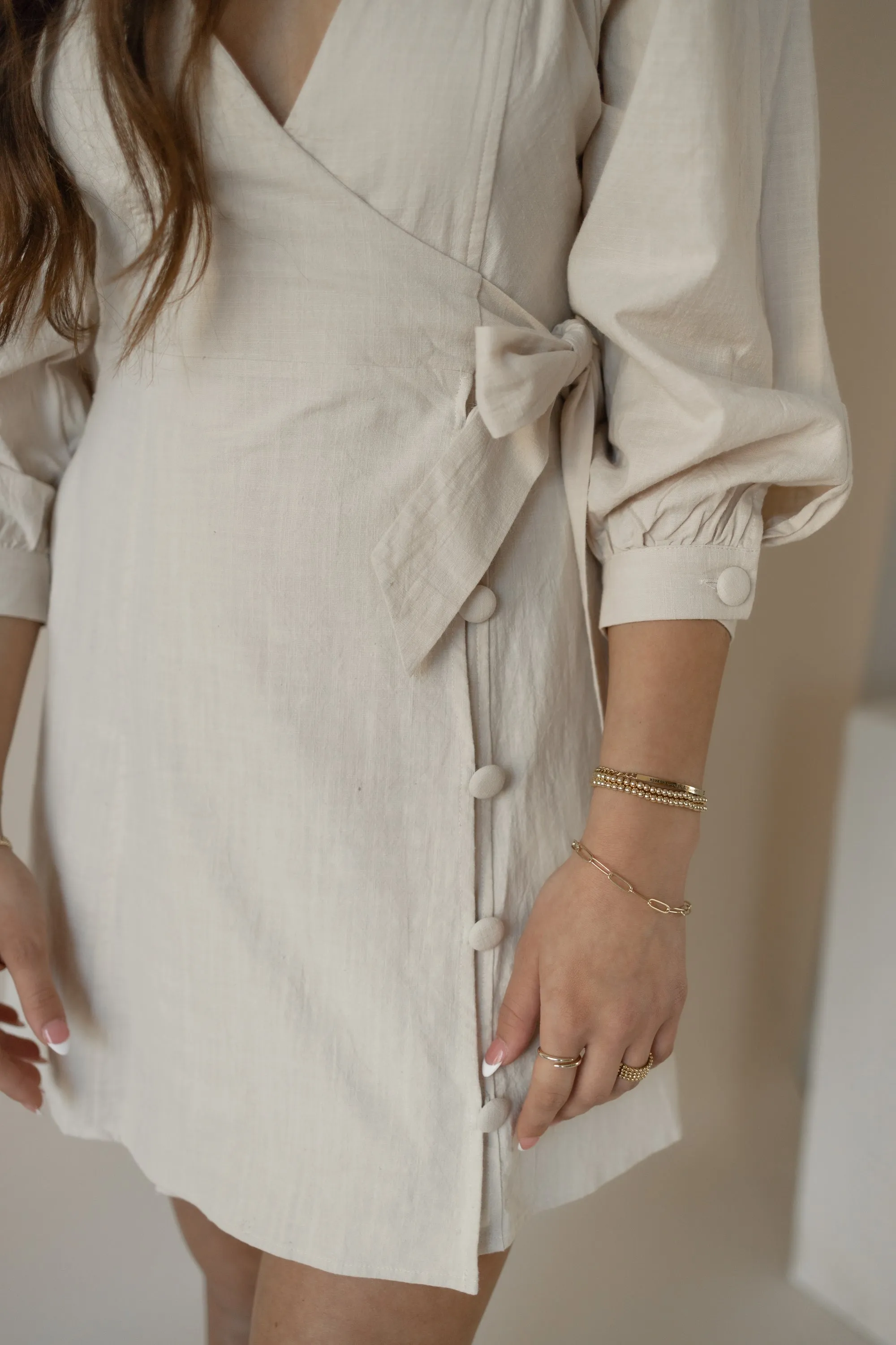 Creme wrap dress