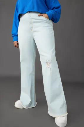 Curve Light Blue Wash Bell Bottom Jeans