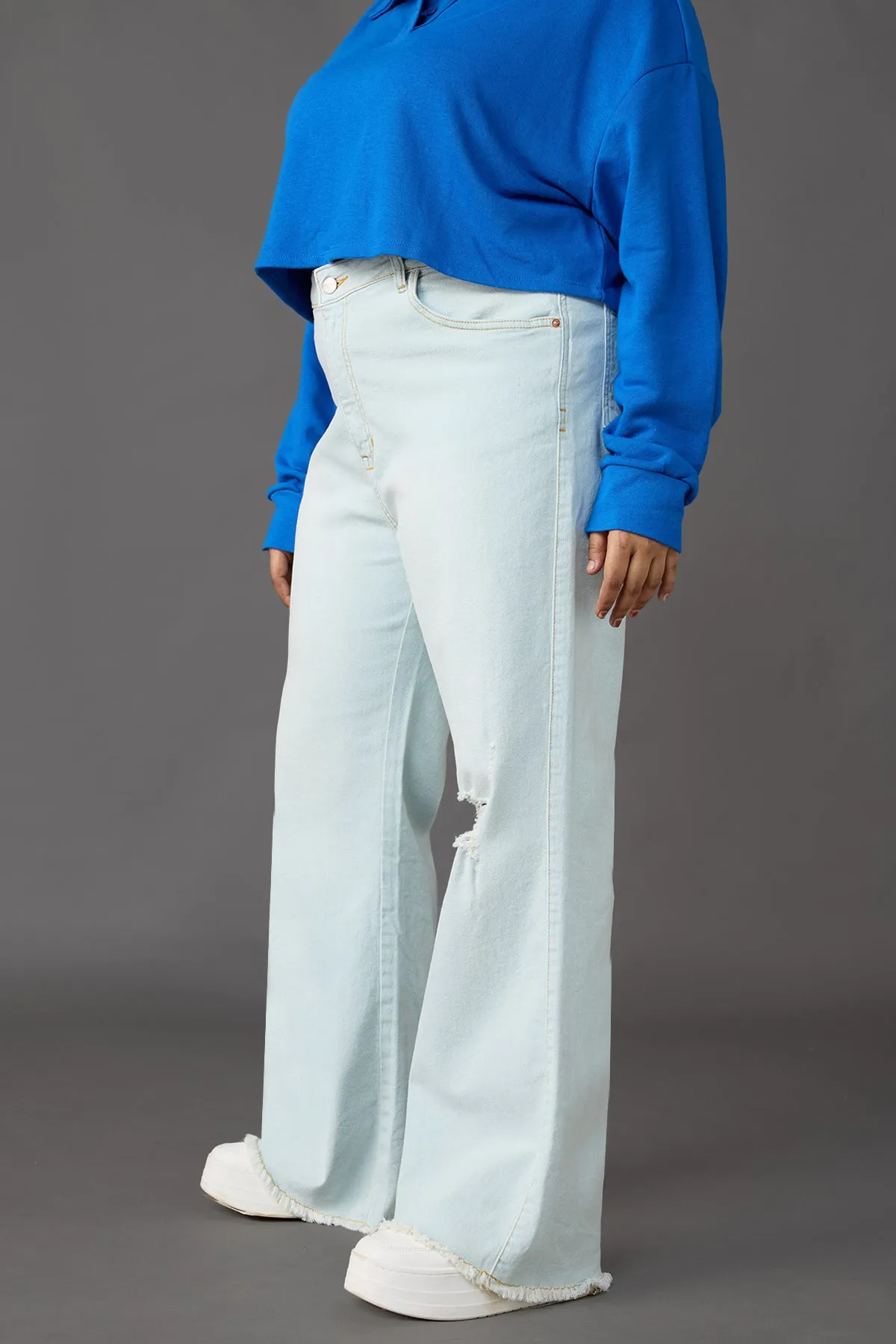 Curve Light Blue Wash Bell Bottom Jeans