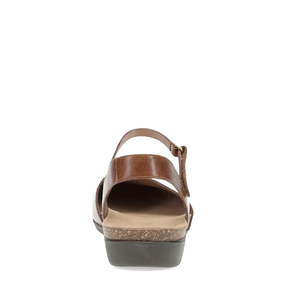 Dansko Women's Rowan Closed Toe Sandal in Tan Waxy Leather