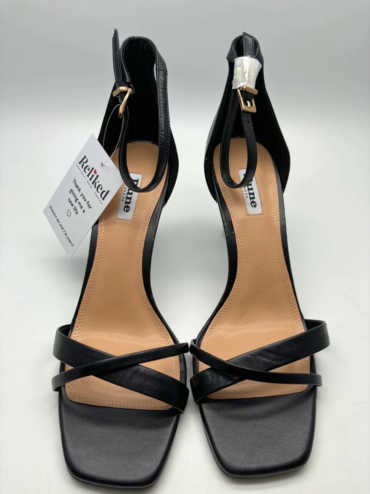 Dune Black Strappy Heeled Sandals UK 8