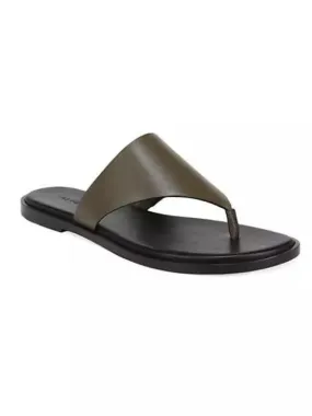 Ellis Leather Slide Sandal in Militaire