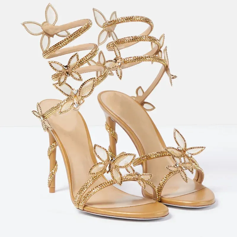 Embellished Butterfly Detail High heel Gladiator Sandals