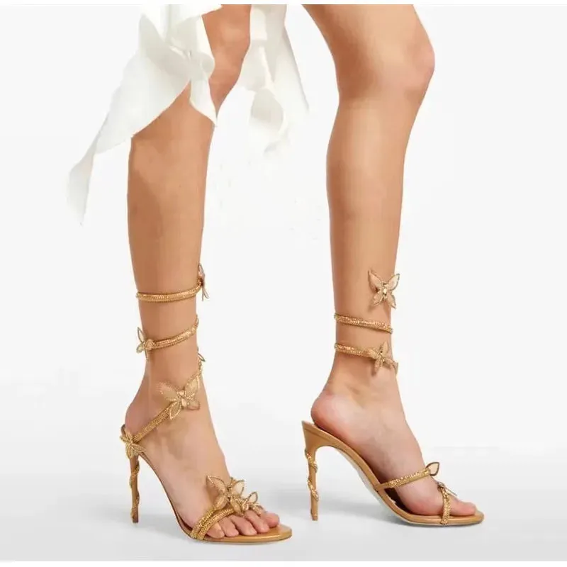 Embellished Butterfly Detail High heel Gladiator Sandals