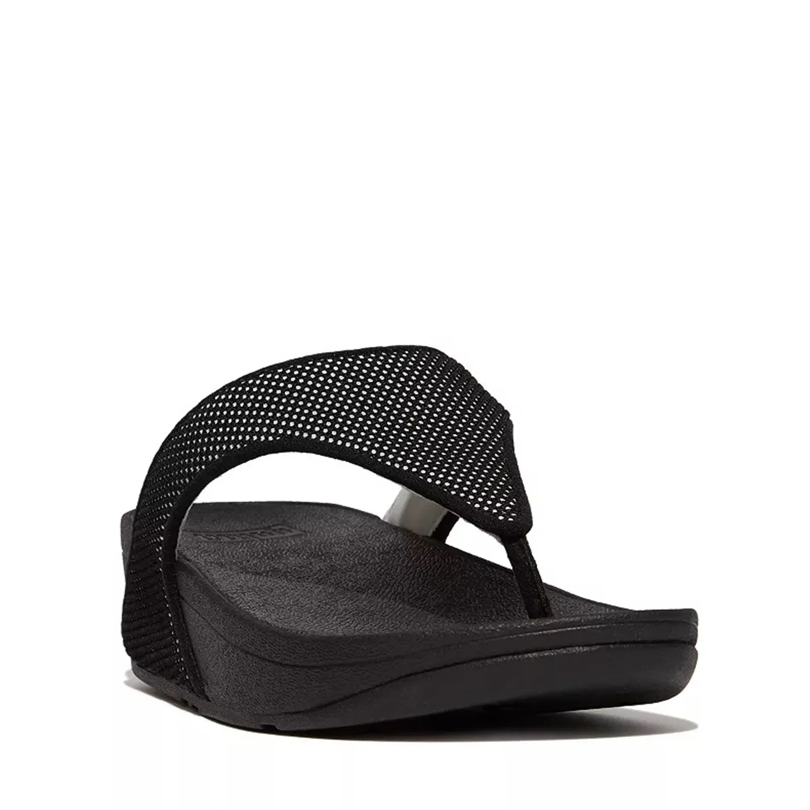 FitFlop Women's LULU Water-Resistant Two-Tone Webbing Toe-Thongs Sandals, Black