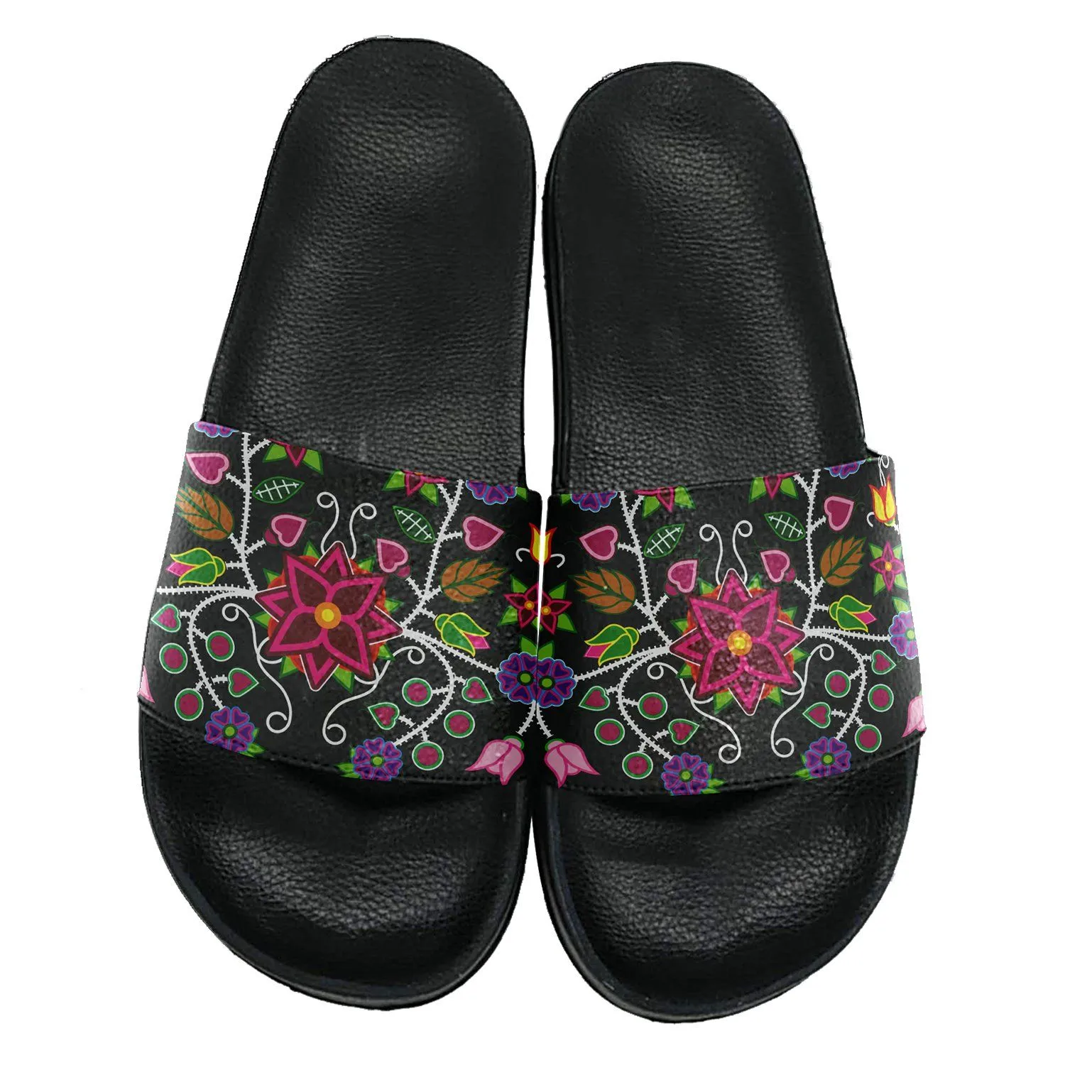 Floral Beadwork Slide Sandals