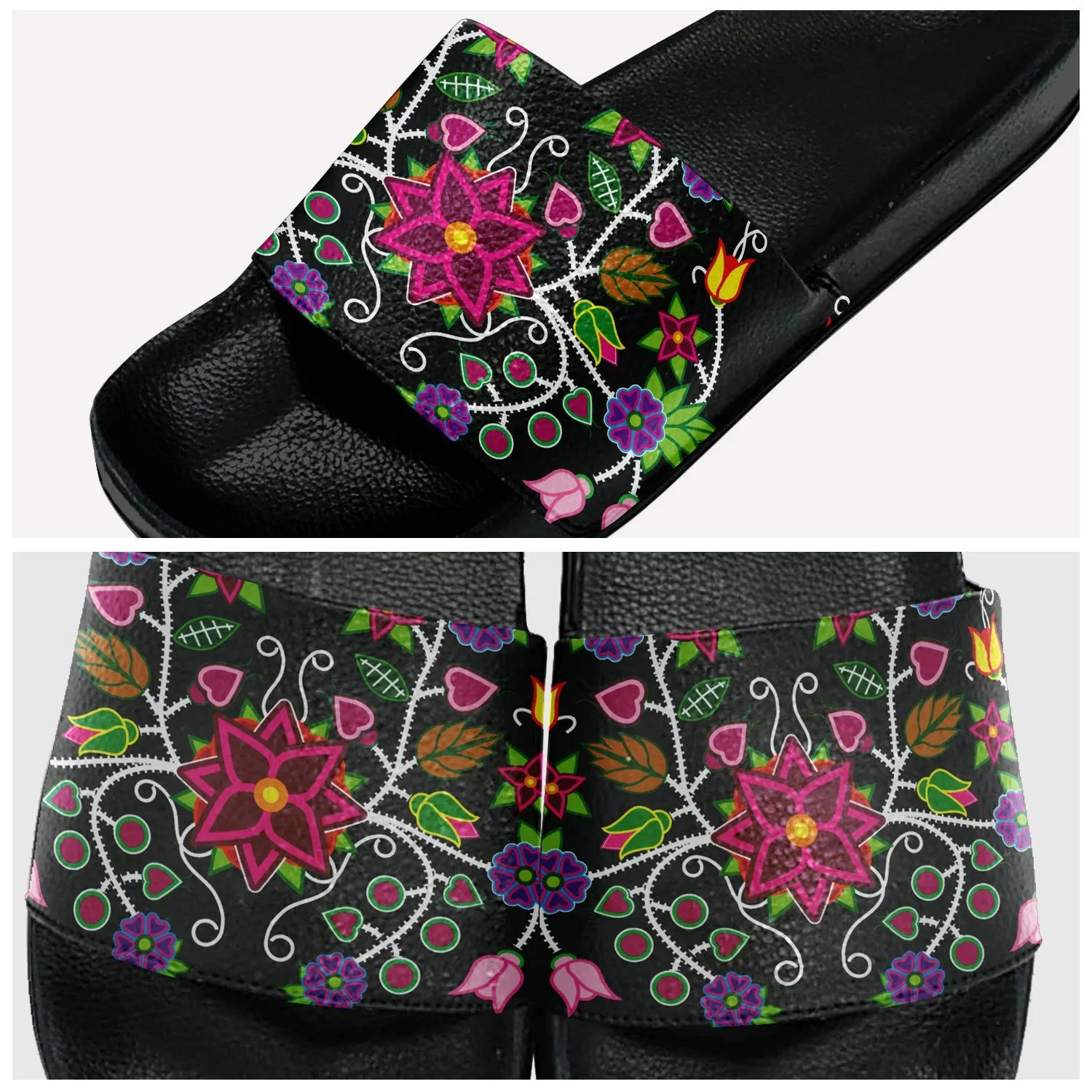 Floral Beadwork Slide Sandals