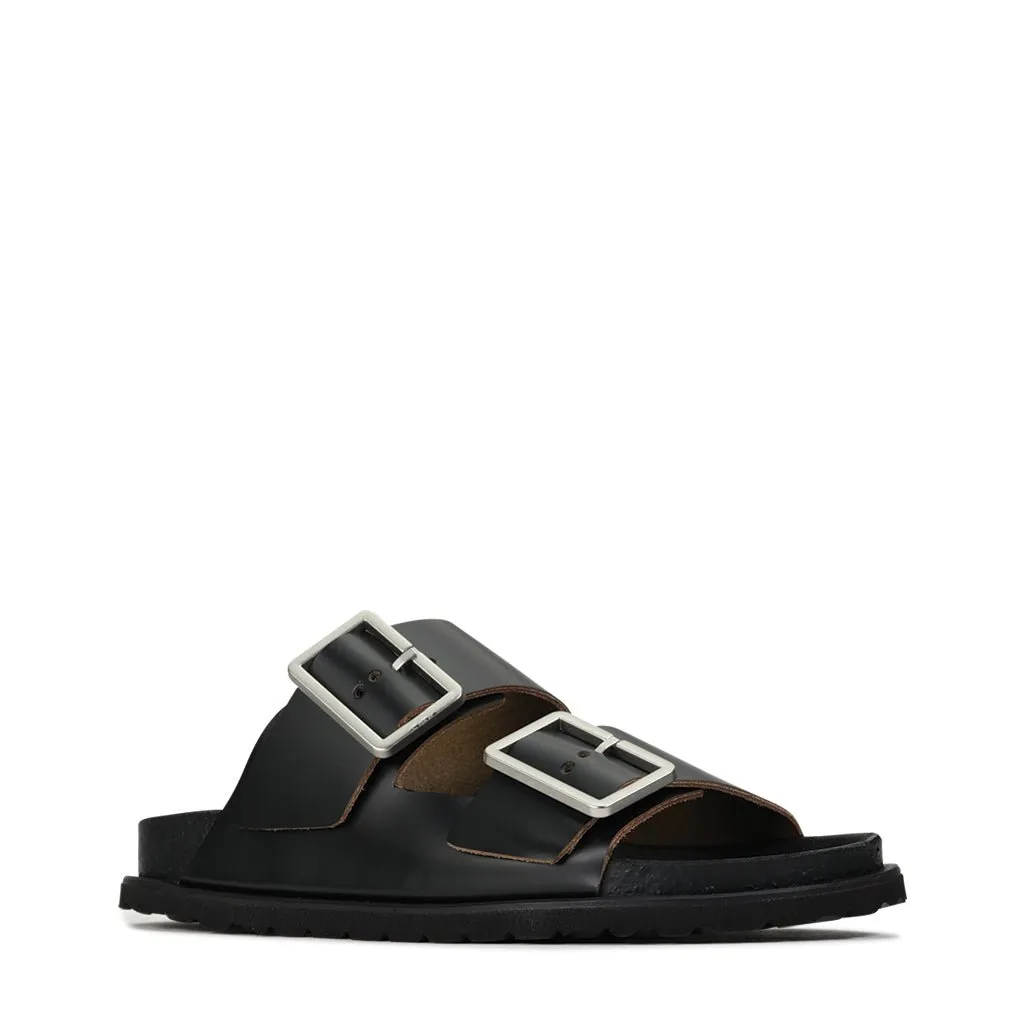 FLOREN LEATHER SLIDE SANDALS