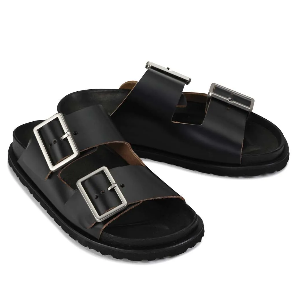 FLOREN LEATHER SLIDE SANDALS