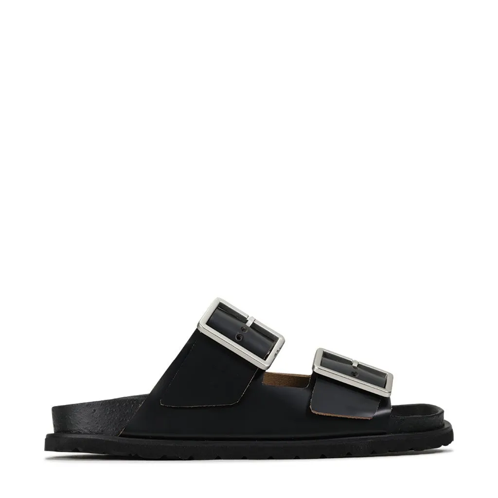 FLOREN LEATHER SLIDE SANDALS