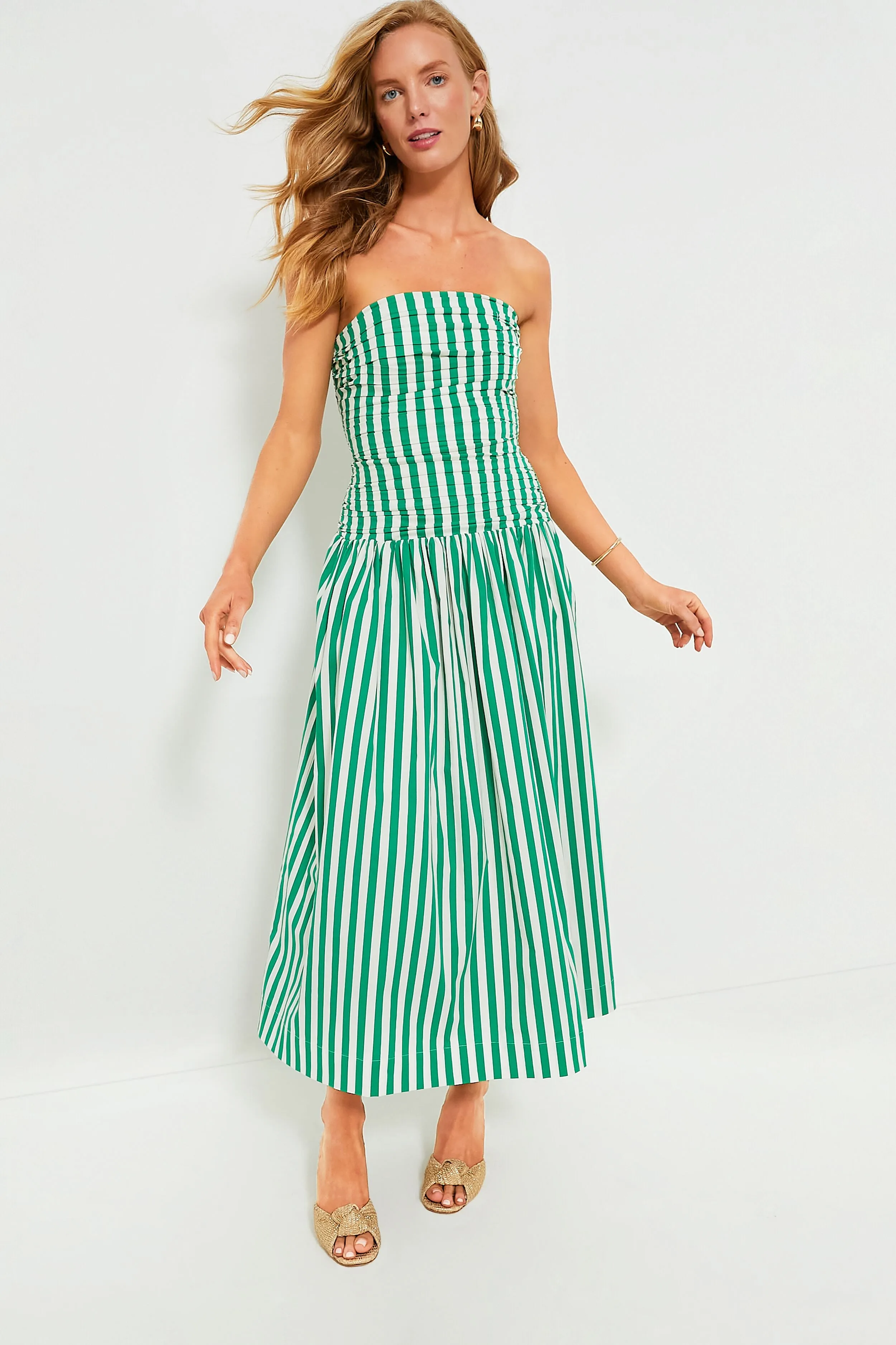 Green Curacao Stripe Selma Dress