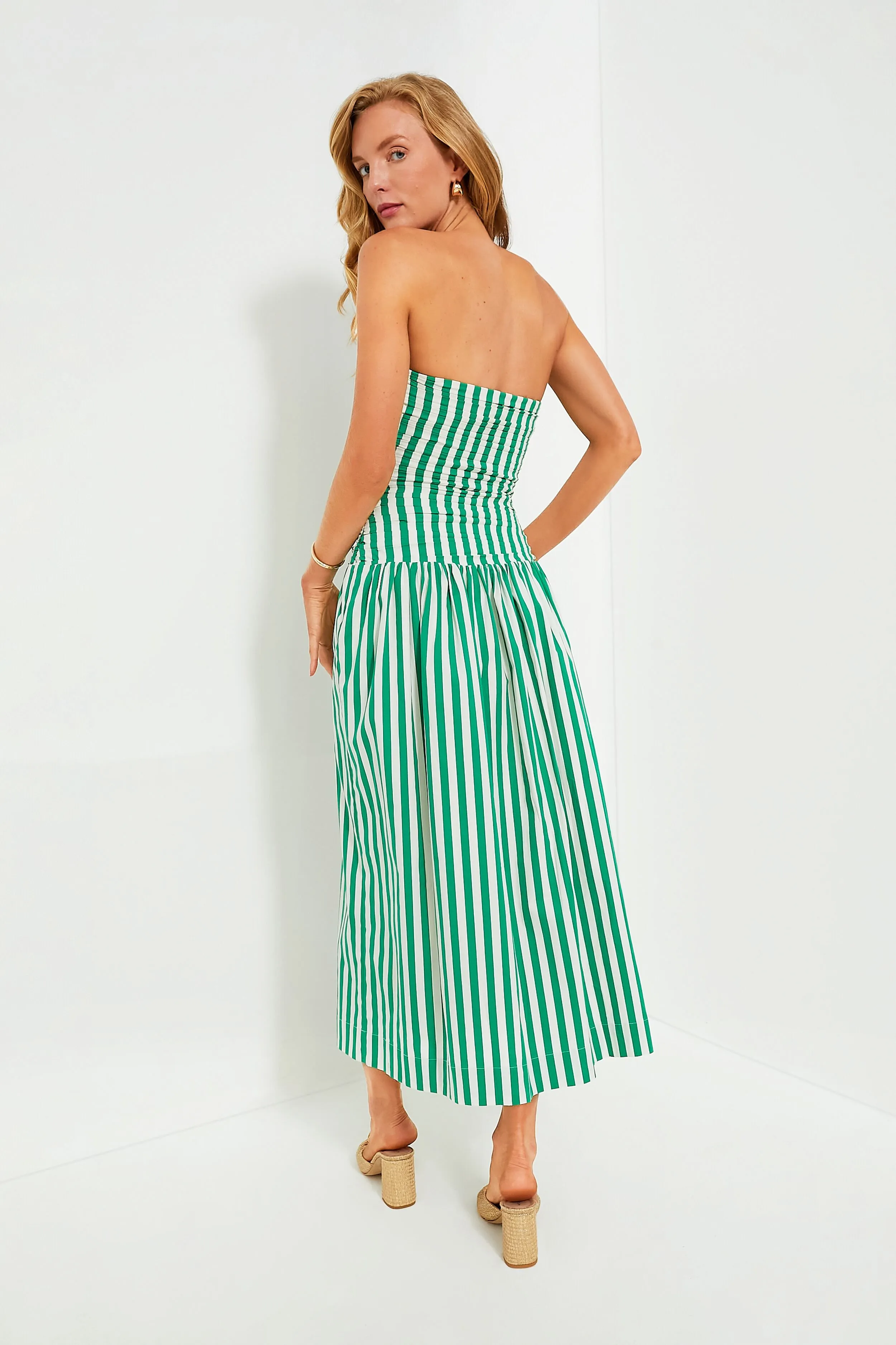 Green Curacao Stripe Selma Dress