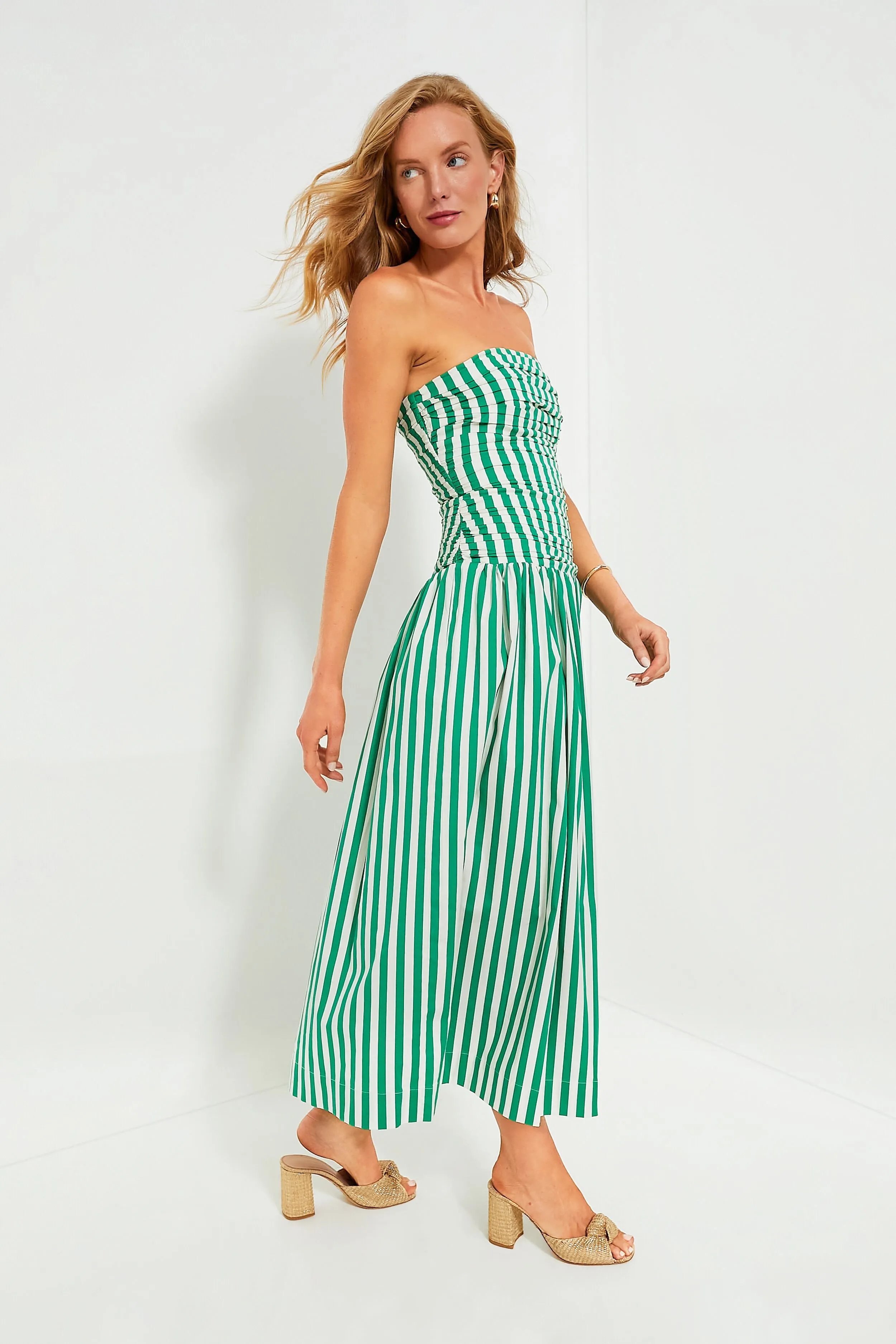 Green Curacao Stripe Selma Dress