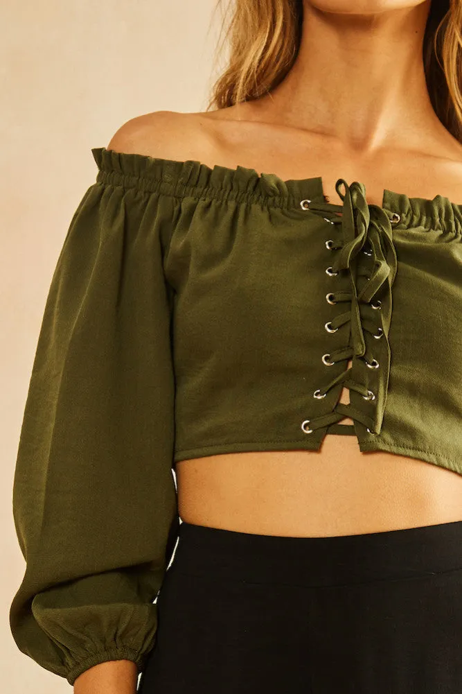 Green With Envy Top Khaki