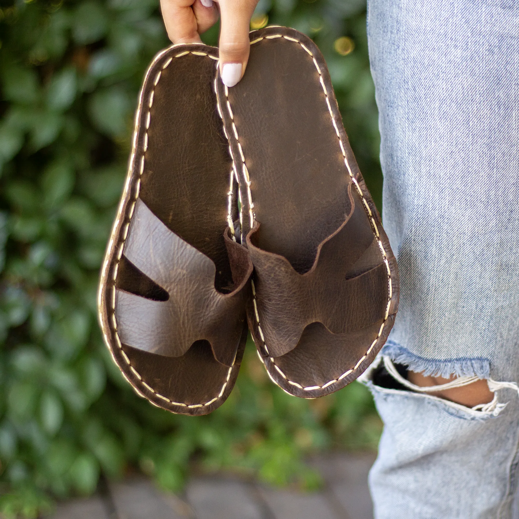 Handmade Barefoot Ceazy Classic Brown Sandals For Women