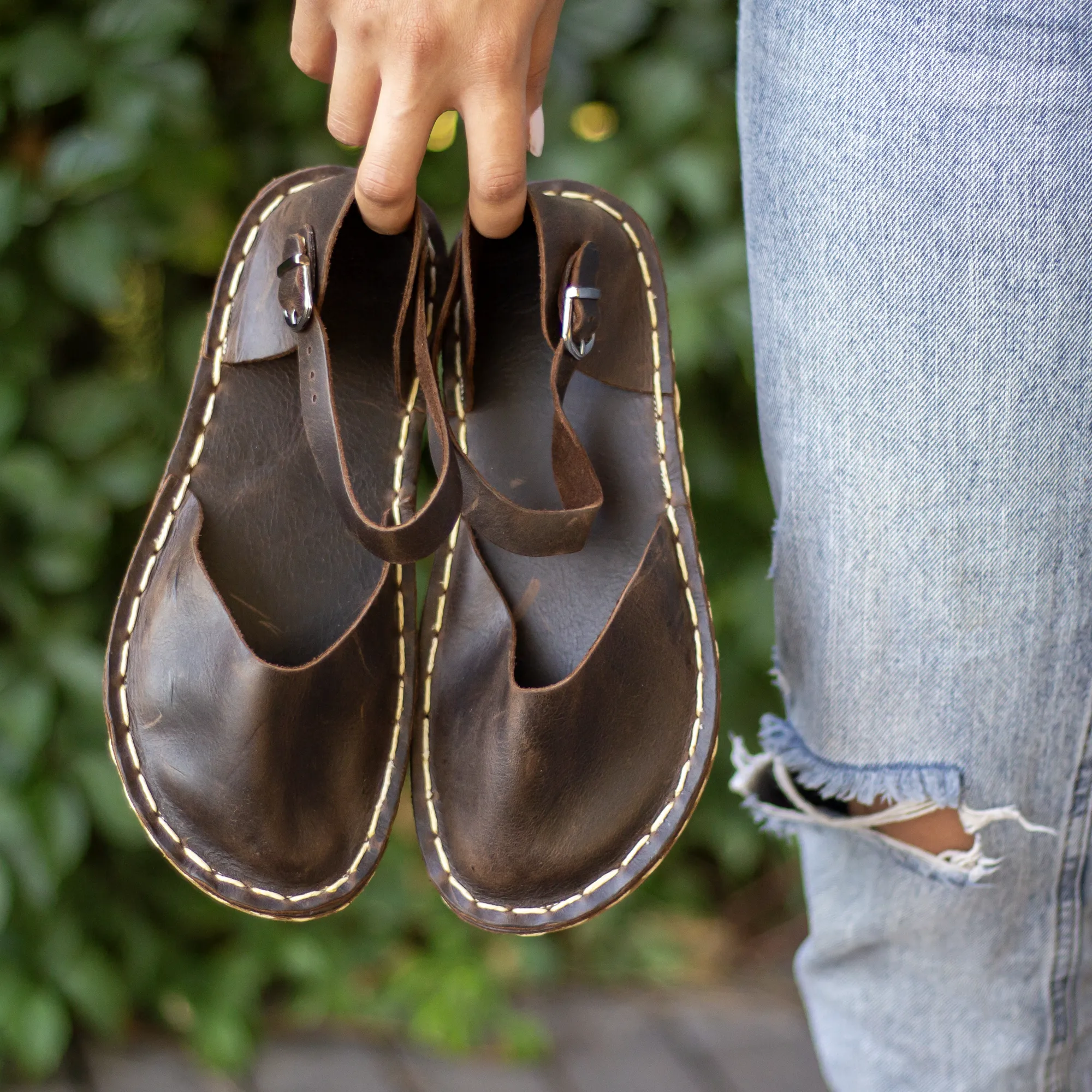 Handmade Brown Barefoot Leather Genuine Sandals