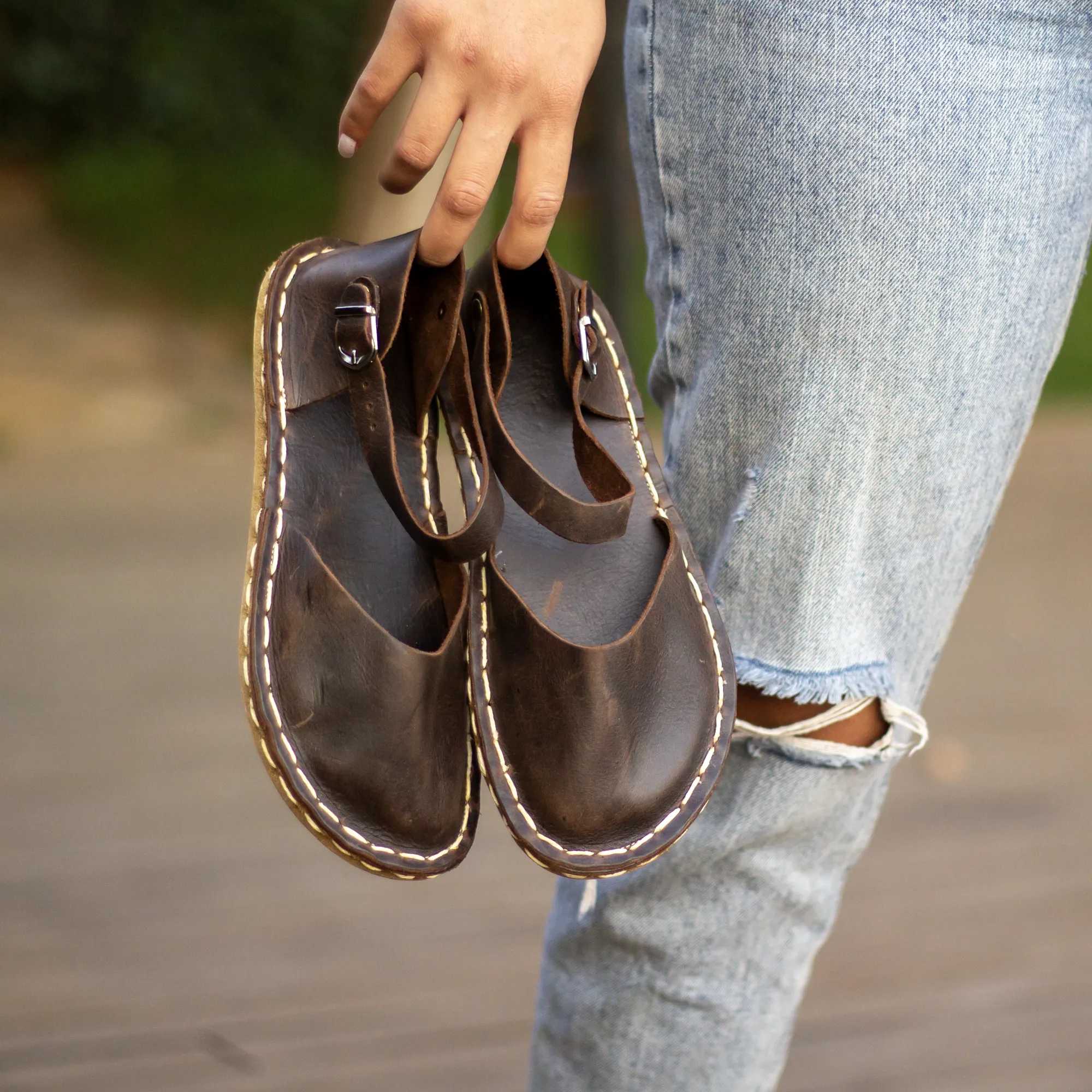 Handmade Brown Barefoot Leather Genuine Sandals