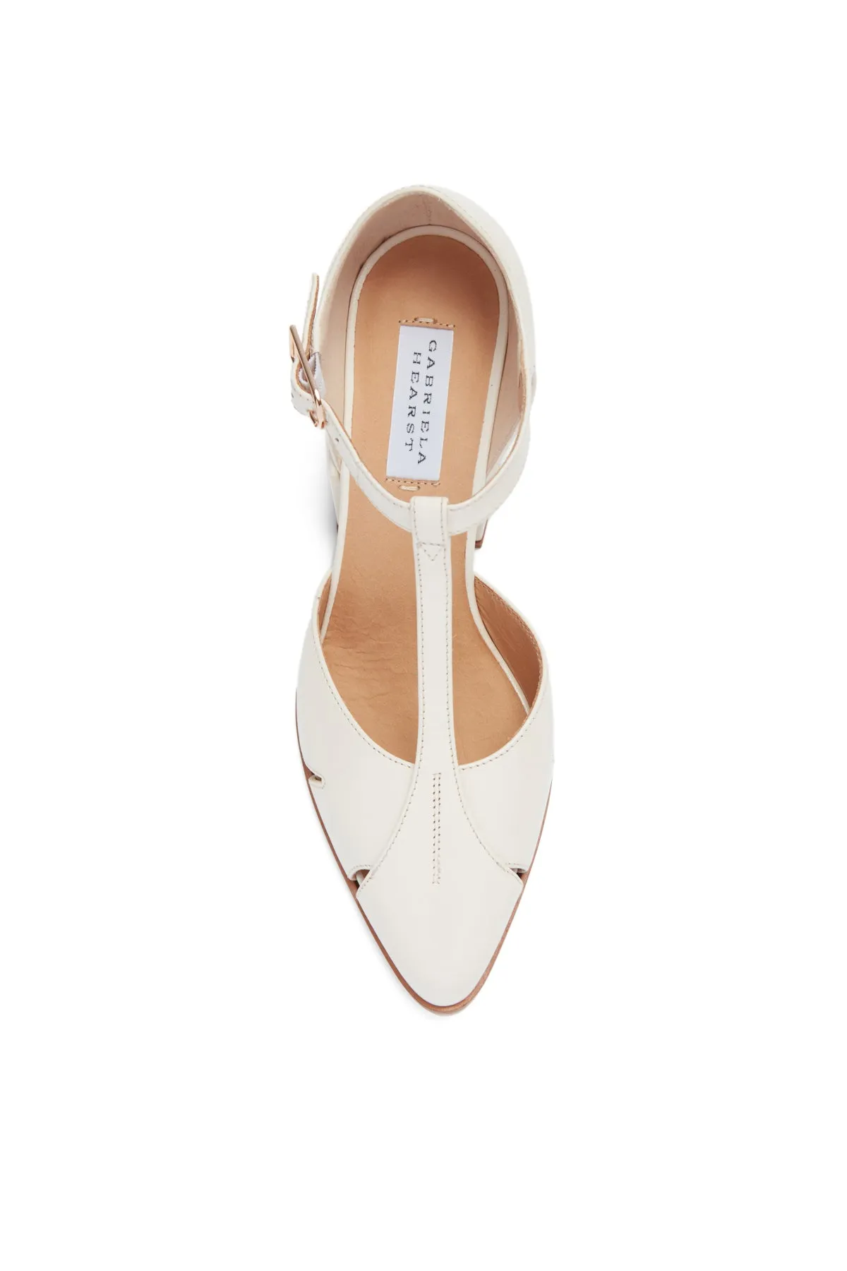 Hawes T-Strap Heel in Cream Leather