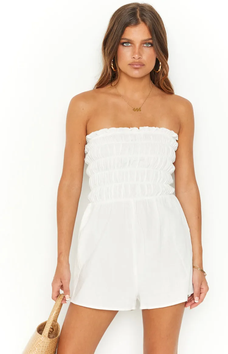 Jade White Playsuit