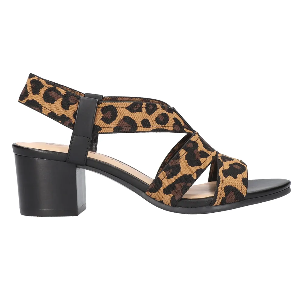 Jodi Stretch Leopard Print Block Heel Sandals