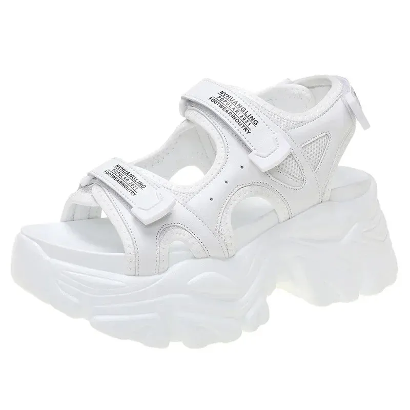 Joskaa 2024 New Chunky Heeled Sandals White