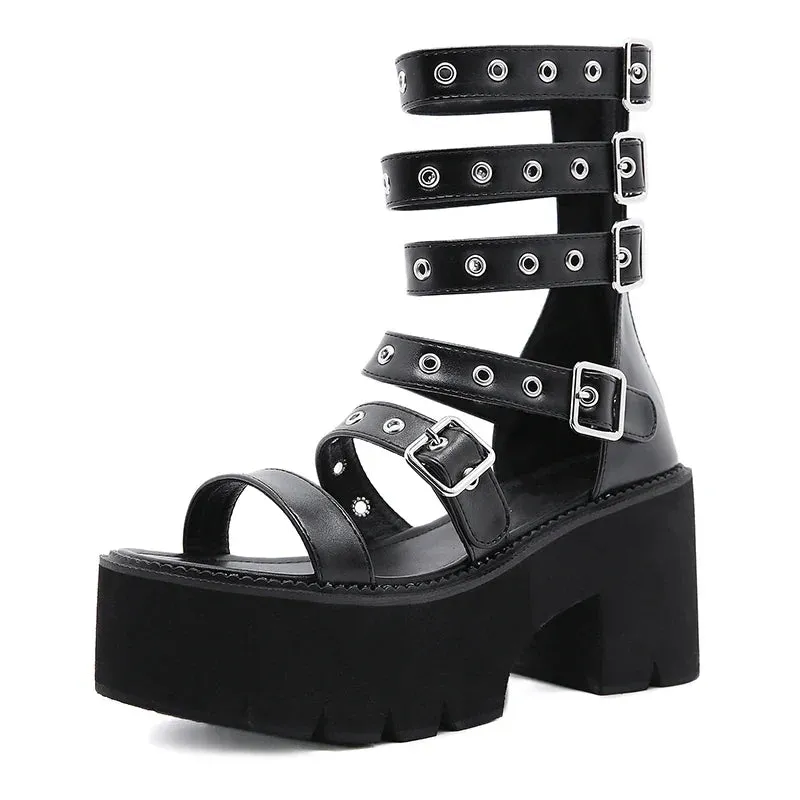 Joskaa 2024 New Gladiator Chunky Sandals Rivet