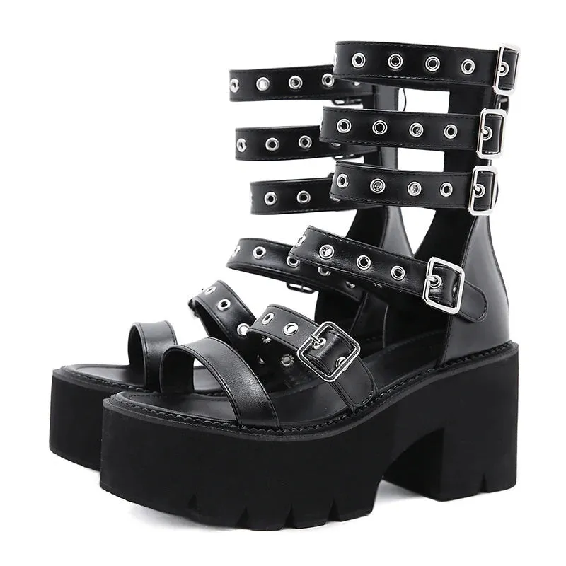 Joskaa 2024 New Gladiator Chunky Sandals Rivet