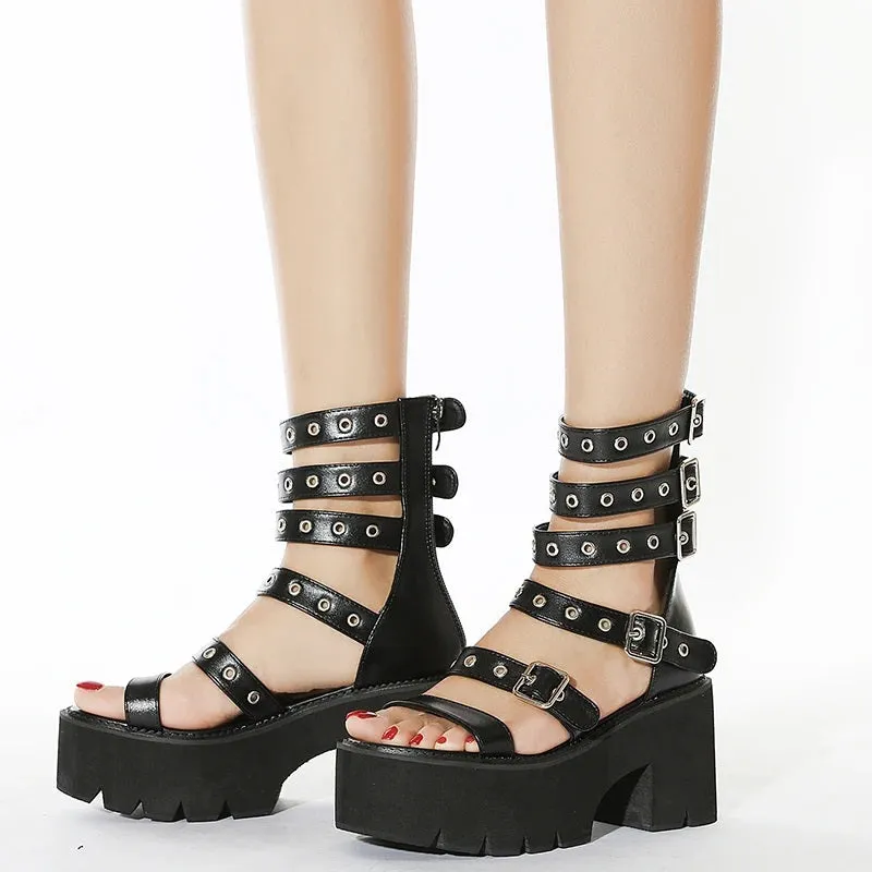 Joskaa 2024 New Gladiator Chunky Sandals Rivet