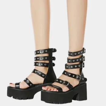 Joskaa 2024 New Gladiator Chunky Sandals Rivet