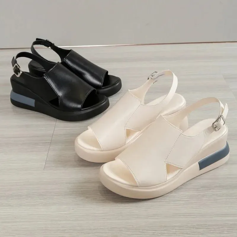 Joskaa 2024 New Solid Color Chunky Sandals