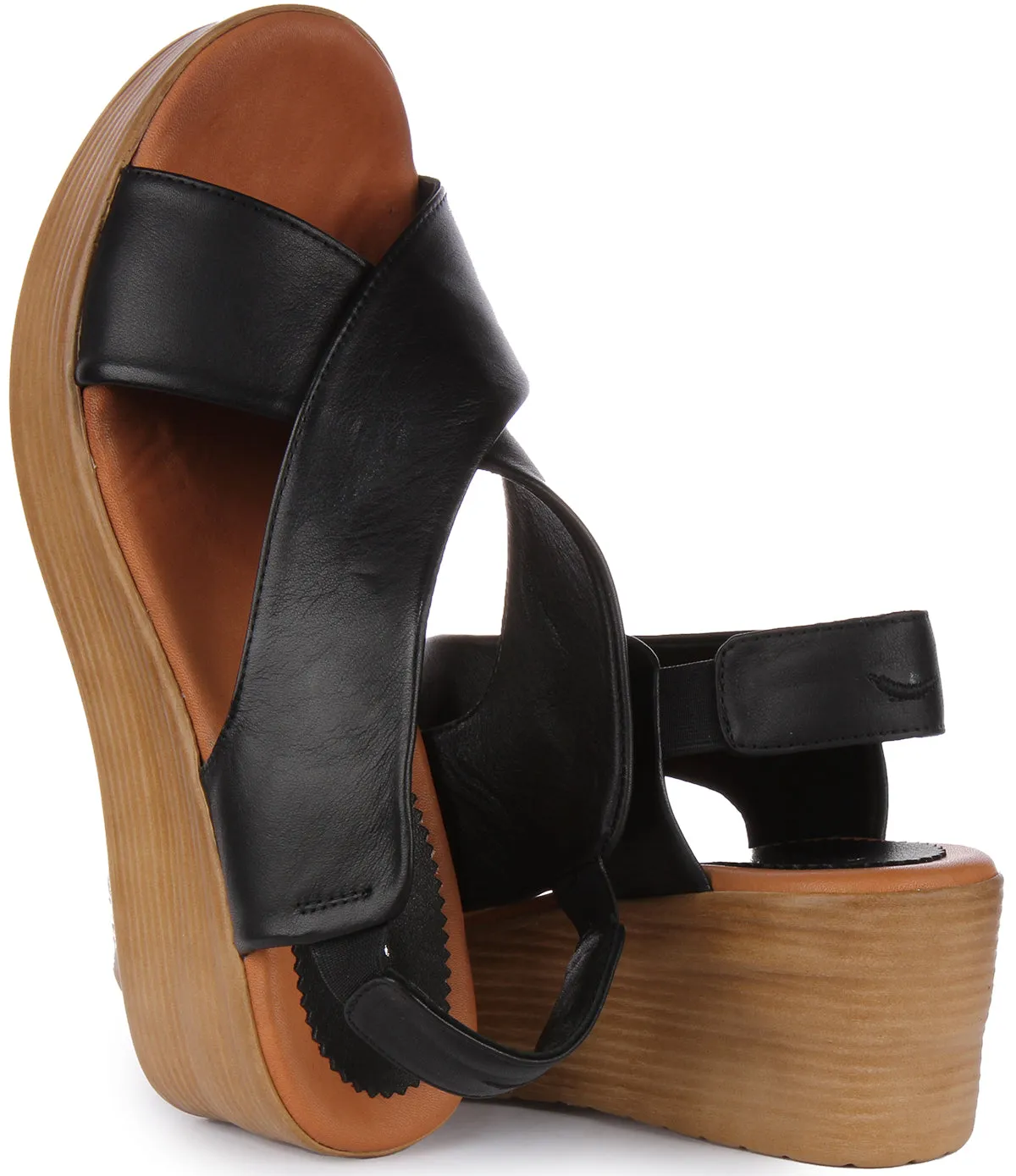 Justinreess England Flora WEdge Sandal In Black For Women