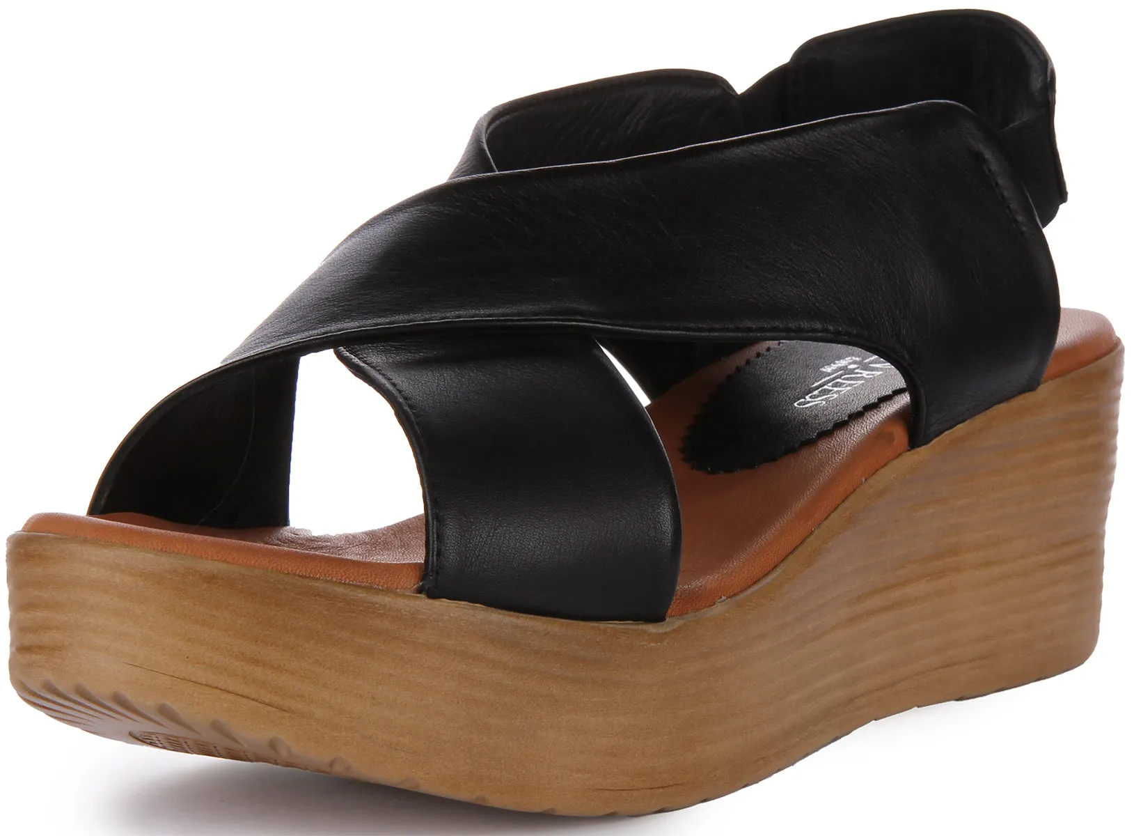 Justinreess England Flora WEdge Sandal In Black For Women