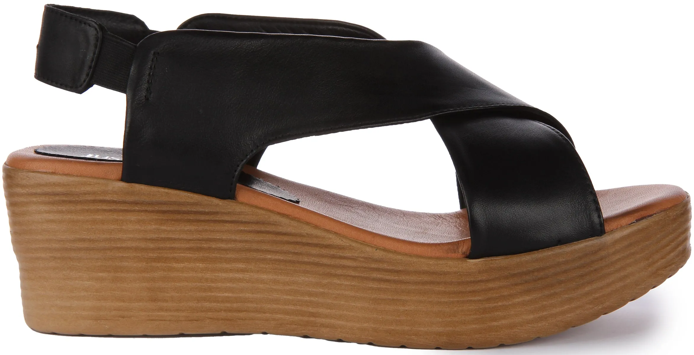 Justinreess England Flora WEdge Sandal In Black For Women