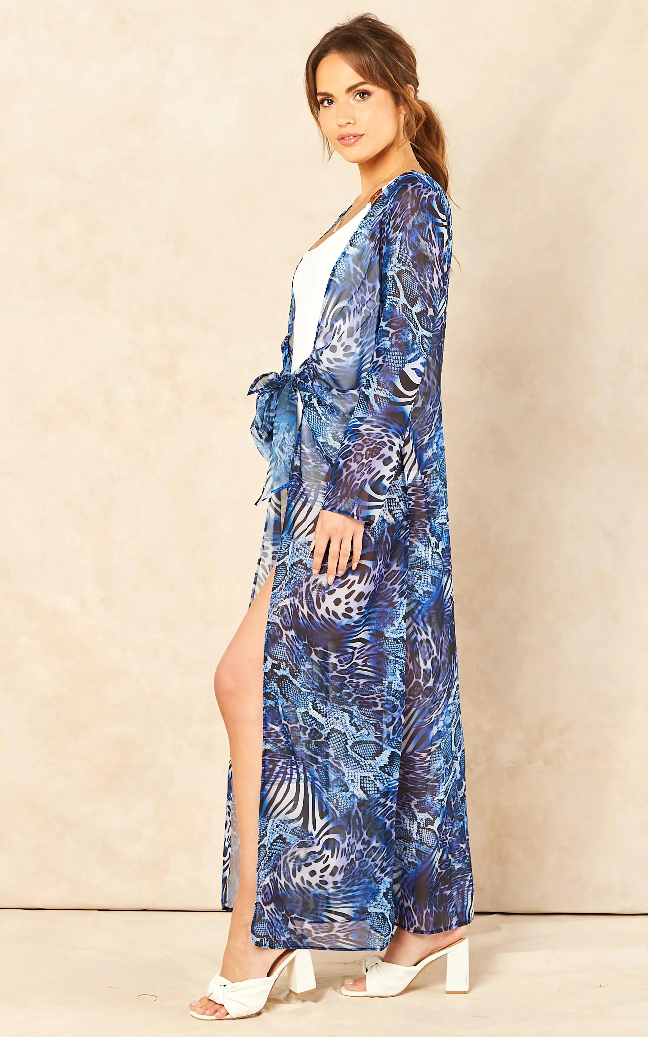 Lightweight Wrap Maxi Tunic in Scorpio Sax